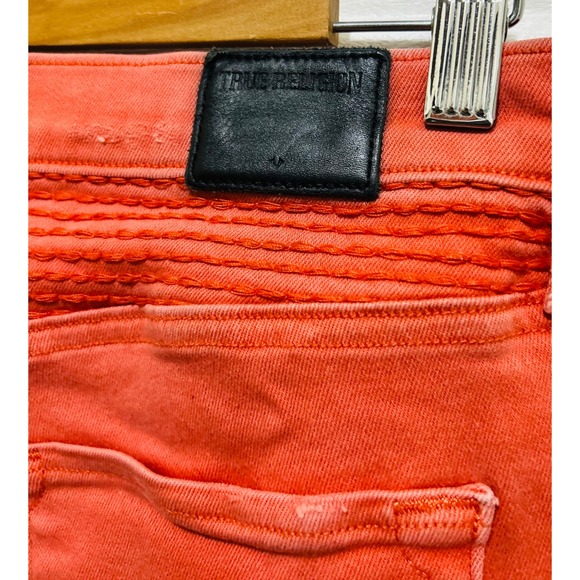 True Religion Halle Mid‎ Rise Super Skinny Jeans Coral Moto Biker Wash Size 30 - Picture 5 of 5